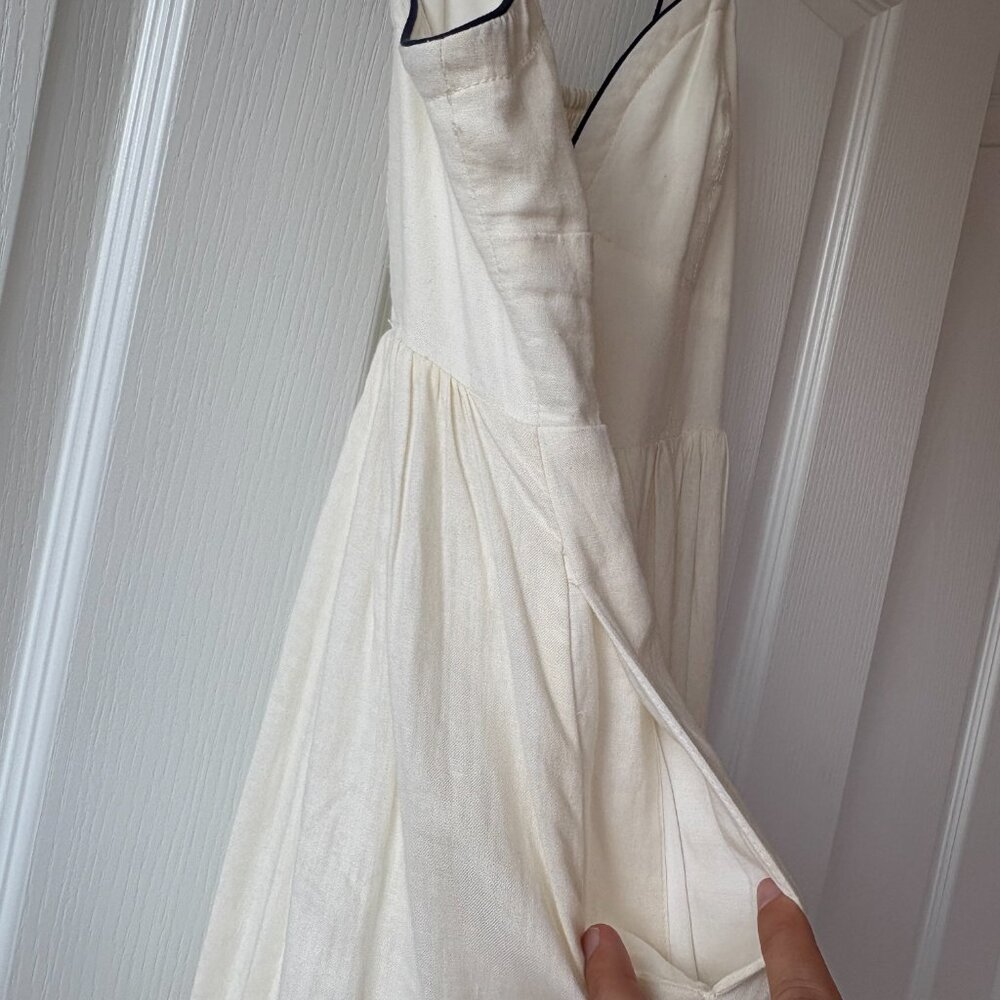 Maeve Cream Midi Sundress with Contrast Piping - Picture 6 of 14
